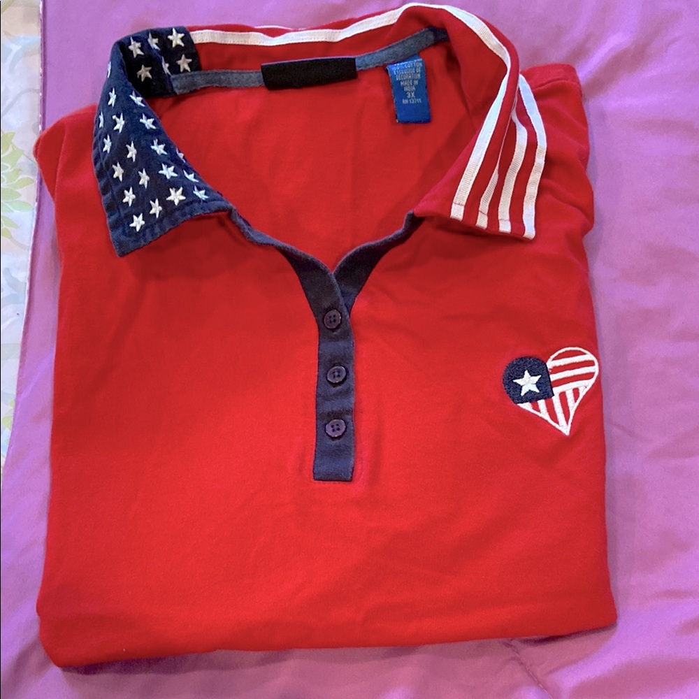 Plus size Red Polo Shirt Karen Scott 3X